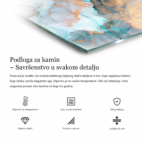 Négyzet alakú üveg kandalló alátét Szín Rózsaszín