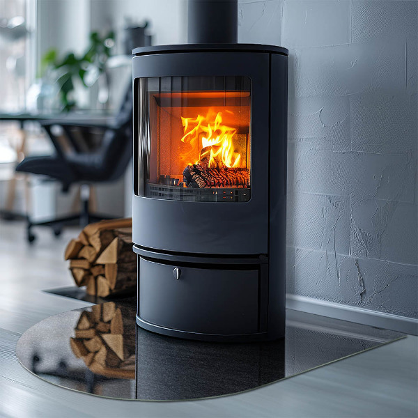 Félkör alakú kandalló alátét üveg Természetes kő textúra