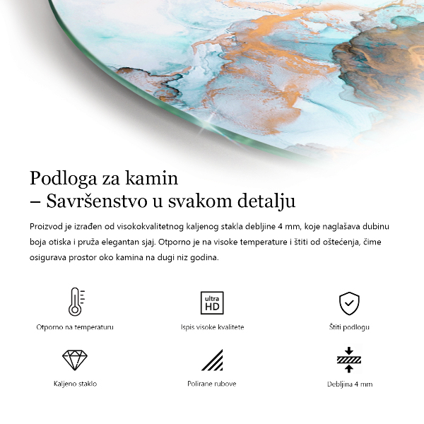 Félkör alakú kandalló alátét Faerezet keresztmetszetben