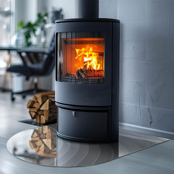 Félkör alakú kandalló alátét üveg Finom vonalak hullámai