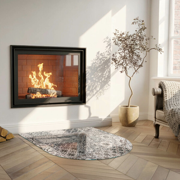 Félkör alakú üveg kandalló alátét Dekoratív csempe minták