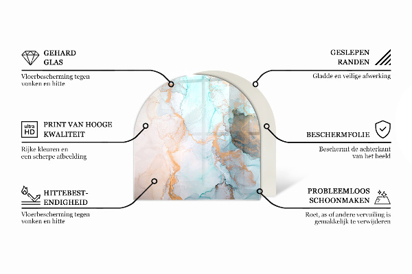 Félkör alakú kandalló alátét üveg Természetes fa minta