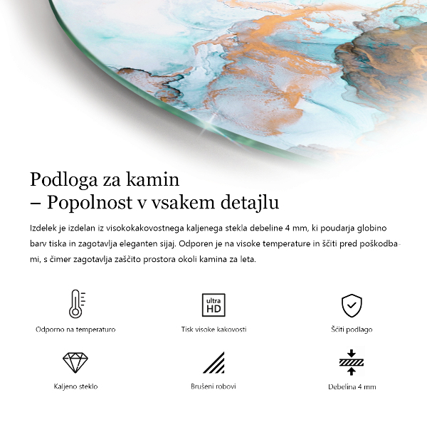 Félkör alakú kandalló alátét üveg Minta kis formákkal