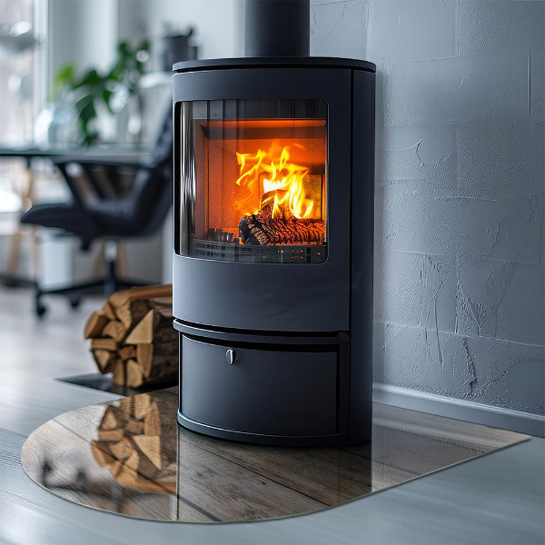 Félkör alakú kandalló alátét Fa tábla az elrendezésben