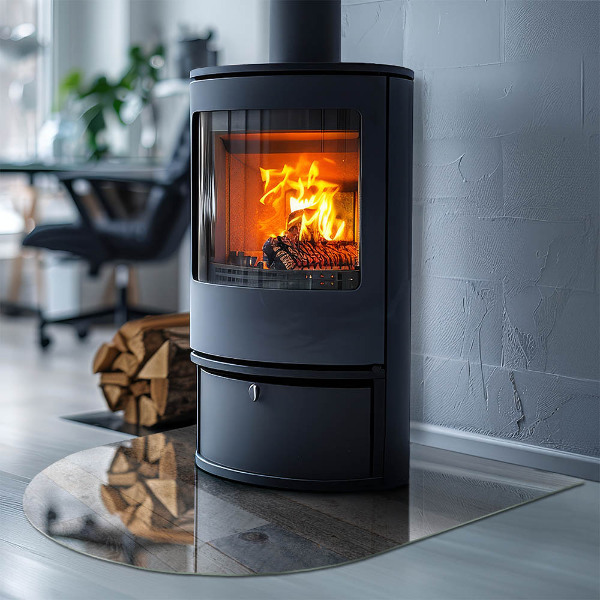 Félkör alakú üveg kandalló alátét Különböző árnyalatú táblák