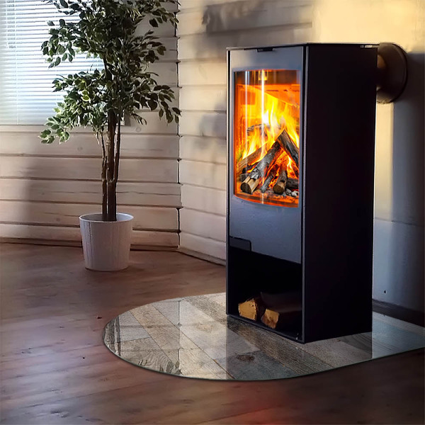 Félkör alakú üveg kandalló alátét Különböző árnyalatú táblák