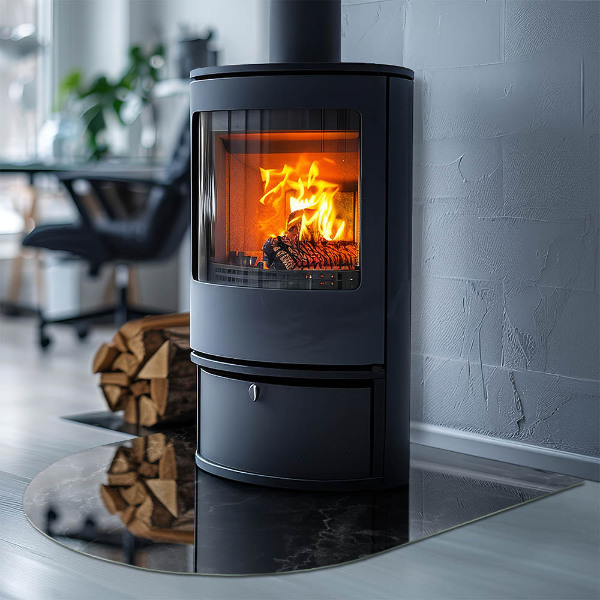 Félkör alakú üveg kandalló alátét Elegáns márványminta