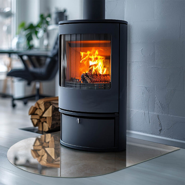 Félkör alakú kandalló alátét üveg Természetes kő minta