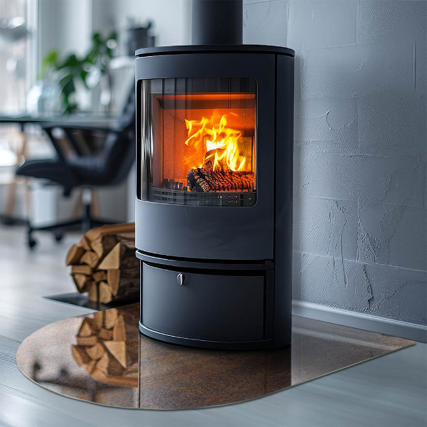 Félkör alakú üveg kandalló alátét Rozsda textúra fémen