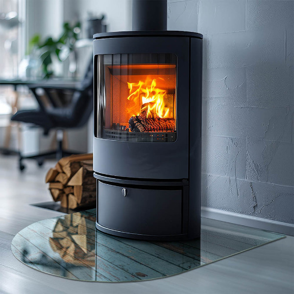 Félkör alakú kandalló alátét üveg Rusztikus stílusú deszkák