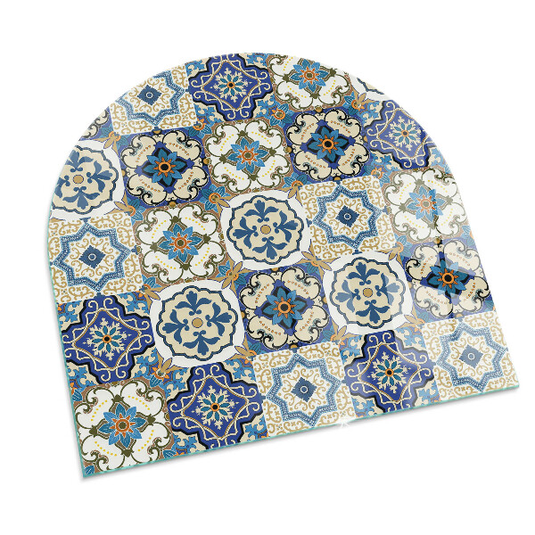 Félkör alakú kandalló alátét Mozaikminta virágokkal