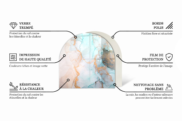 Félkör alakú üveg kandalló alátét Kő felületi textúra