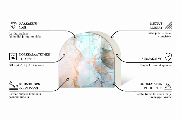 Félkör alakú kandalló alátét 3D geometrikus minta