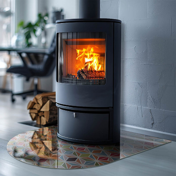 Félkör alakú kandalló alátét Sokszögű minták rácsban