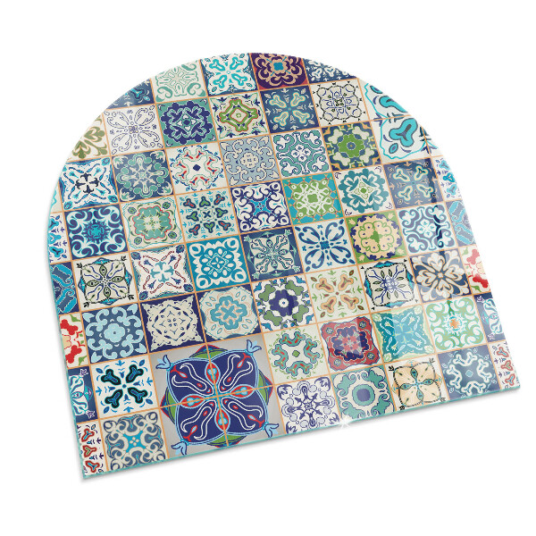 Félkör alakú üveg kandalló alátét Mozaik minták csempéken