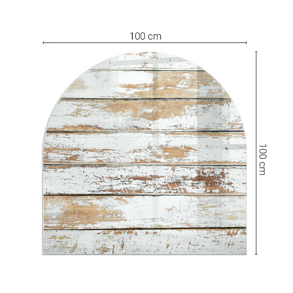 Félkör alakú üveg kandalló alátét Sérült fa tábla