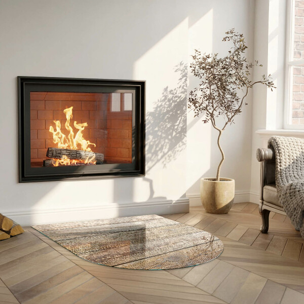 Félkör alakú kandalló alátét üveg Természetes fa táblák