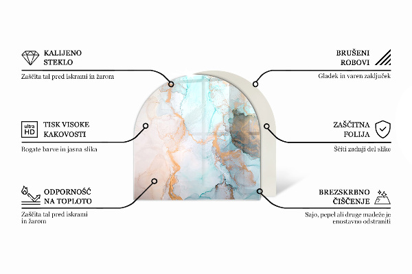 Félkör alakú kandalló alátét üveg Doboz vágott fával