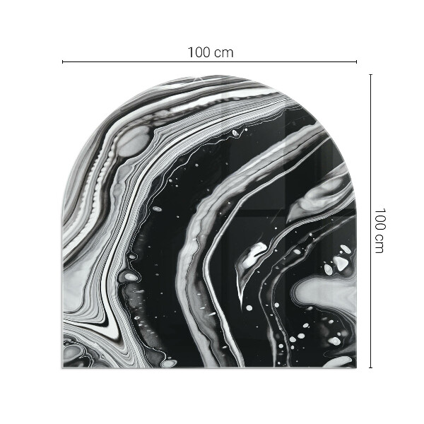Félkör alakú üveg kandalló alátét Absztrakt hullámok és vonalak