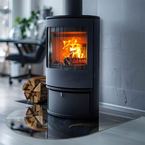 Félkör alakú kandalló alátét Elegáns textúrájú levelek