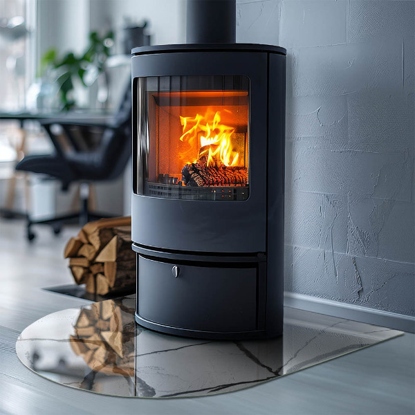 Félkör alakú kandalló alátét üveg Márvány véna minta