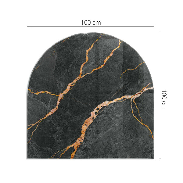 Félkör alakú üveg kandalló alátét Elegáns márvány erezettel