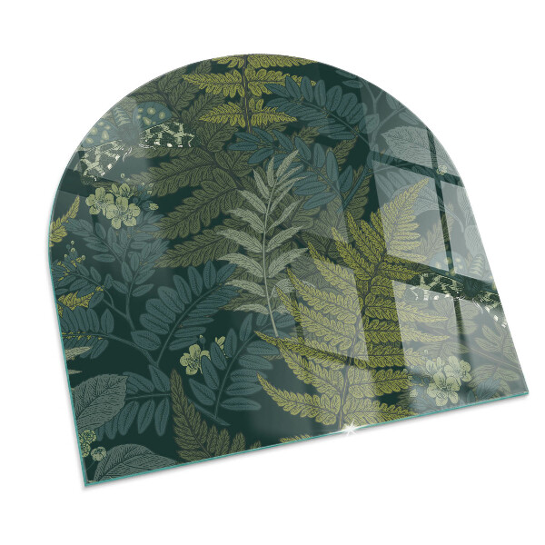 Félkör alakú kandalló alátét üveg Növényi motívumok pillangókkal