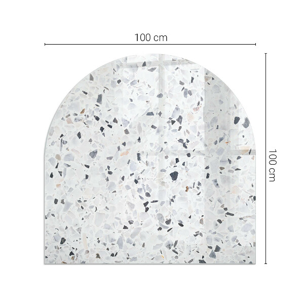 Félkör alakú üveg kandalló alátét Kőminta részecskékkel