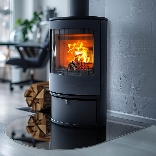 Félkör alakú üveg kandalló alátét Szín Fekete