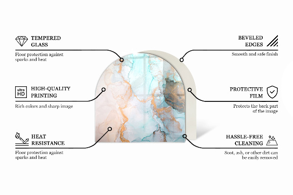 Félkör alakú kandalló alátét üveg Szín Sötétkék