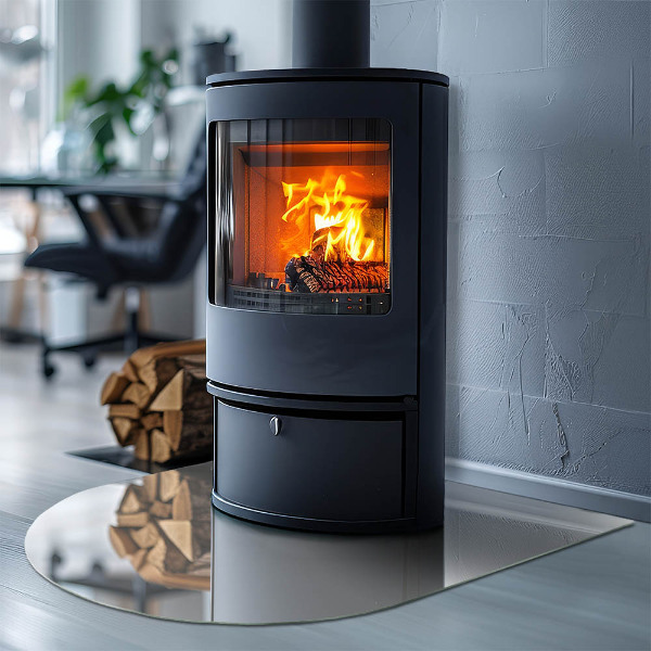 Félkör alakú kandalló alátét üveg Elefántcsont színű