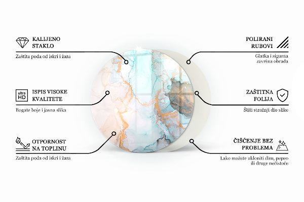 Kerek kandalló alátét üveg Természetes fa minta