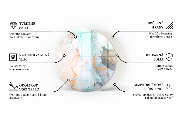 Kerek üveg kandalló alátét Elegáns márványminta