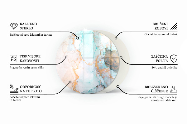 Kerek üveg kandalló alátét Mozaik minták csempékben