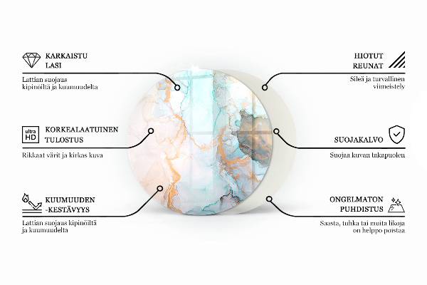 Kerek kandalló alátét Mozaikminta virágokkal