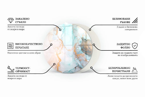 Kerek kandalló alátét Különböző árnyalatú táblák