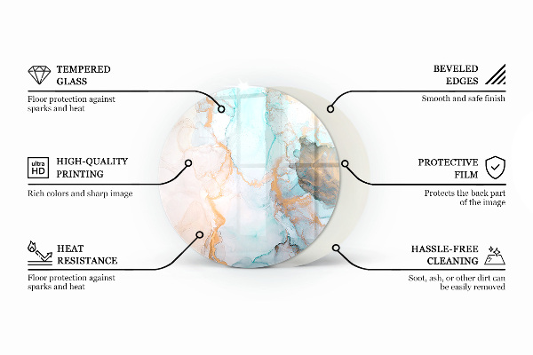 Kerek kandalló alátét Absztrakt márványminta