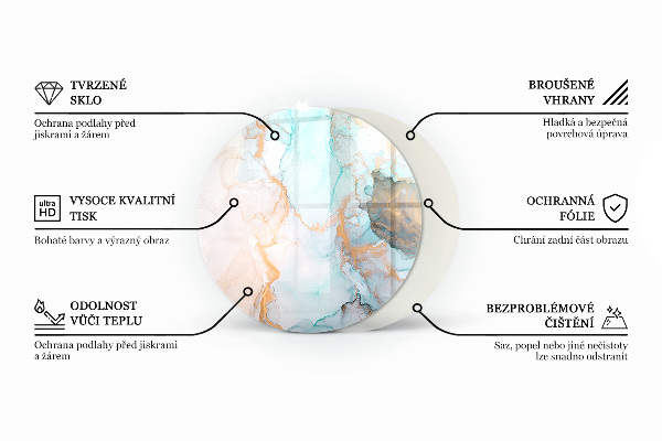 Kerek üveg kandalló alátét Szín Fekete