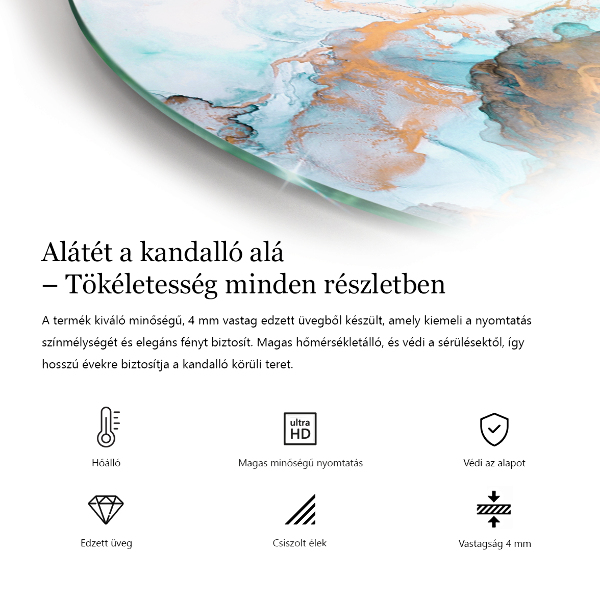 Kerek kandalló alátét üveg Szín Bézs