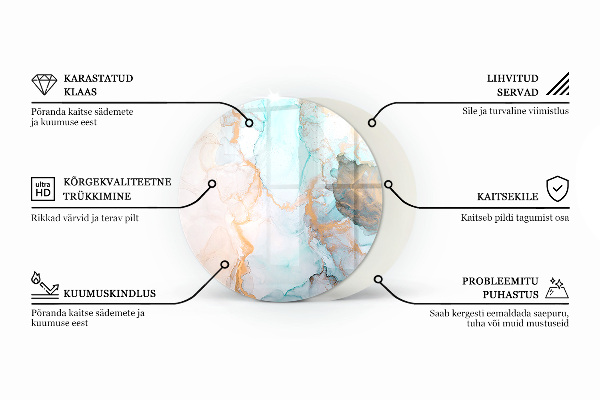 Kerek üveg kandalló alátét Szín Halványrózsaszín