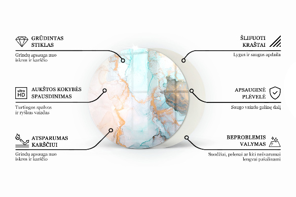 Kerek üveg kandalló alátét Szín Halványrózsaszín