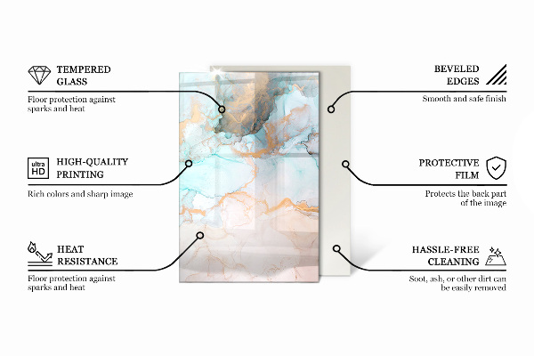Téglalap alakú üveg kandalló alátét Dekoratív csempe minták
