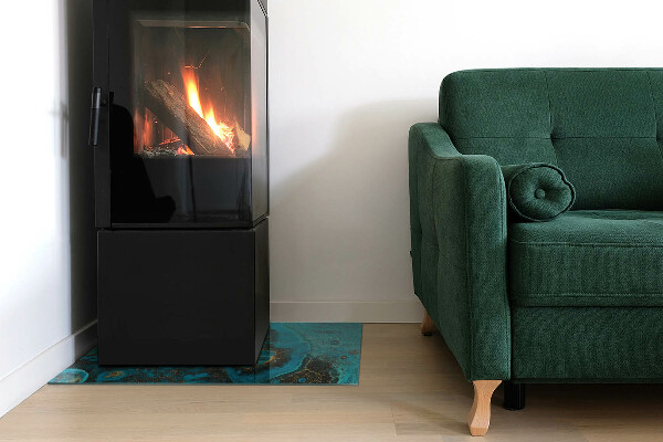 Téglalap alakú üveg kandalló alátét Absztrakt organikus minta