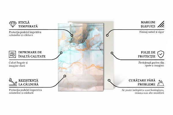 Téglalap alakú kandalló alátét üveg Nyers beton textúra
