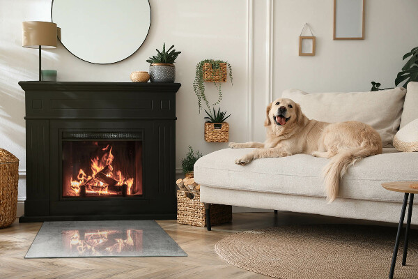 Téglalap alakú kandalló alátét üveg Nyers beton textúra