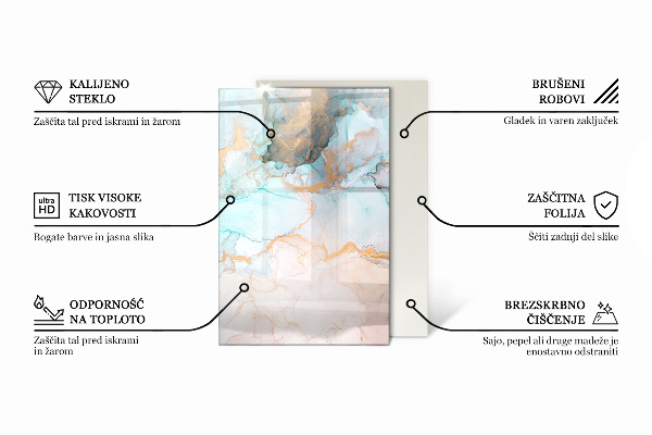Téglalap alakú kandalló alátét üveg Márvány szerkezeti minta