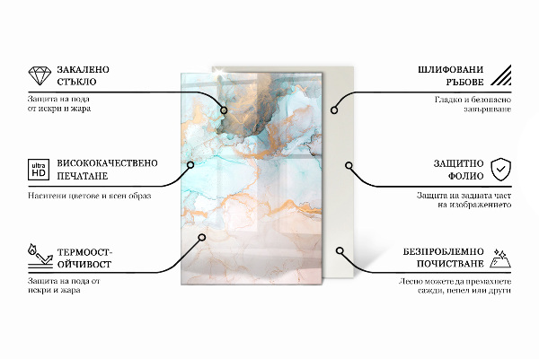 Téglalap alakú üveg kandalló alátét Mozaik minták csempékben