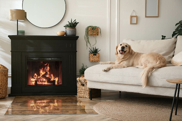 Téglalap alakú üveg kandalló alátét Fa tábla gabonával