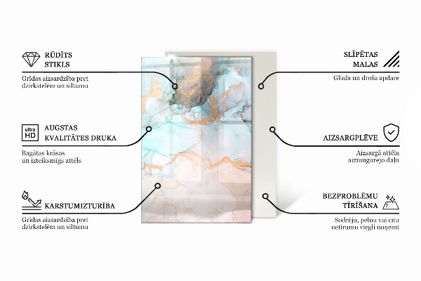 Téglalap alakú üveg kandalló alátét Fa tábla gabonával