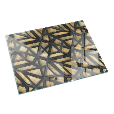 Téglalap alakú kandalló alátét üveg Geometria fával